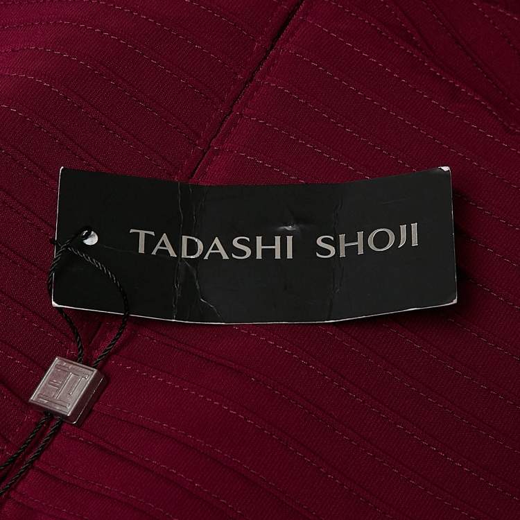 Pre Owned Tadashi Shoji Pink Sequin Embellished Jersey Strapless Gown XS