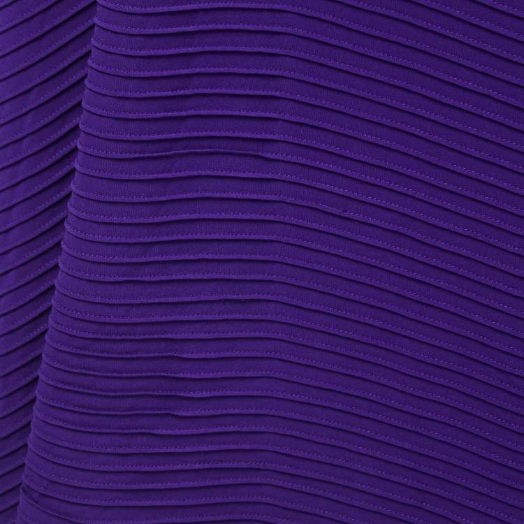 Pre Owned Tadashi Shoji Purple Sequin Jersey Pleated Strapless Gown L