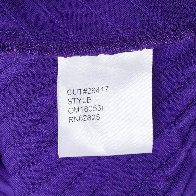 Pre Owned Tadashi Shoji Purple Sequin Jersey Pleated Strapless Gown L