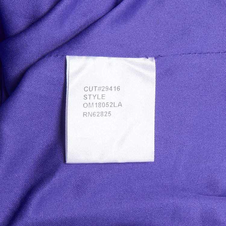 Pre Owned Tadashi Shoji Purple Pintuck Jersey Sequin Detail One Shoulder Gown XL