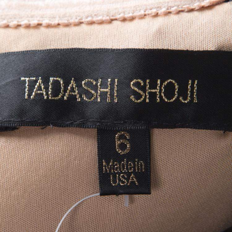 مملوكة مسبقًا Tadashi Shoji Black Tulle Embroidered Faux Feather Strapless Dress M