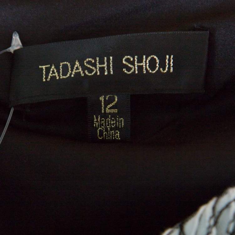 مملوكة مسبقًا Tadashi Shoji Monochrome Floral Embroidered Marissa Gown L