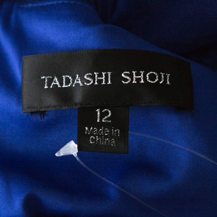 مملوكة مسبقًا Tadashi Shoji Royal Blue Lace Cap Sleeve Milien Evening Dress L