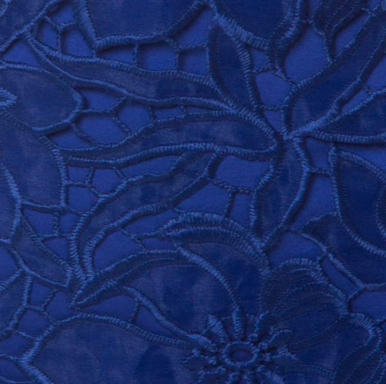 Pre Owned Tadashi Shoji Royal Blue Lace Cap Sleeve Milien Evening Gown M