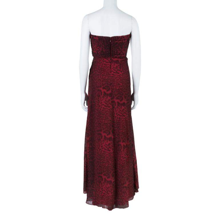Pre Owned Tadashi Shoji Leopard Print Evening Gown M