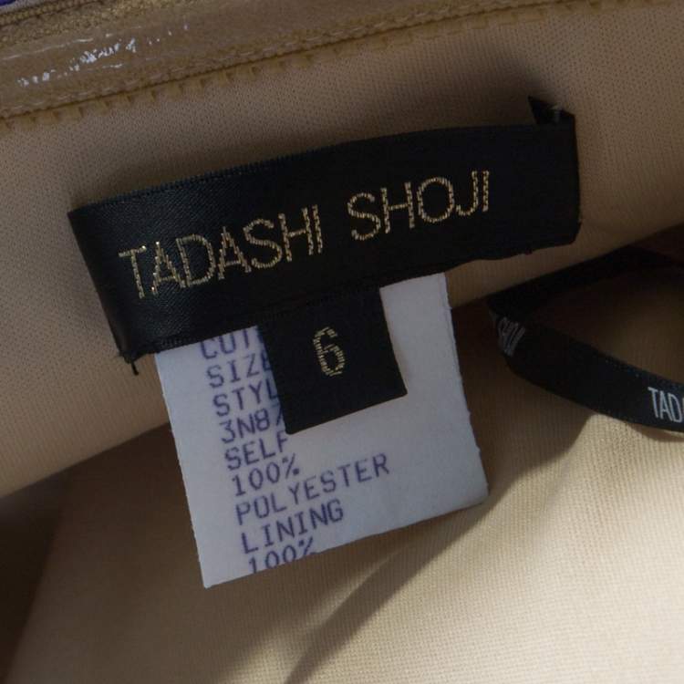 Pre Owned Tadashi Shoji Purple Tulle Ruched Bow Detail Strapless Cocktail Dress M 