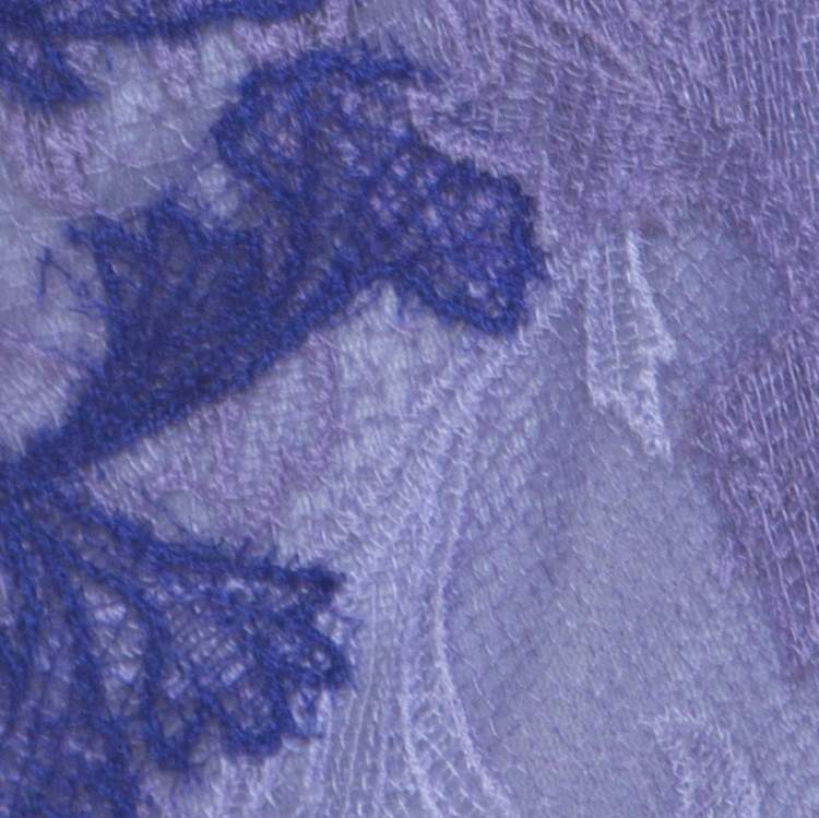 Pre Owned Tadashi Shoji Purple Lace Sleeveless Emma Gown  L