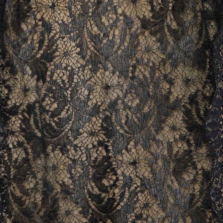 Pre Owned Tadashi Shoji Black Lace Long Sleeve Sheath Dress L