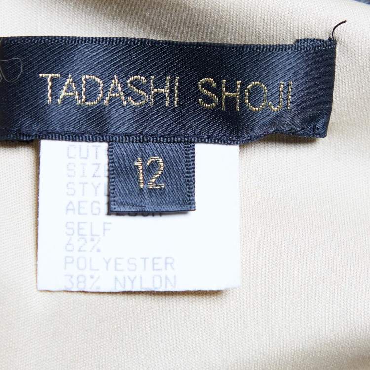 Pre Owned Tadashi Shoji Black Lace Long Sleeve Sheath Dress L