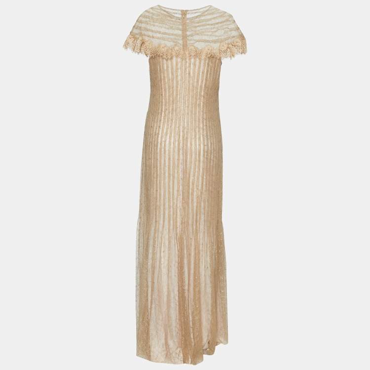 مملوكة مسبقًا Tadashi Shoji Golf Paneled Lace Gown L