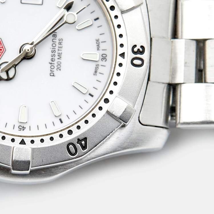 Pre Owned Tag Heuer White Stainless Steel Professional 2000 Series WK1311.BA0319 Women's Wristwatch 29 mm