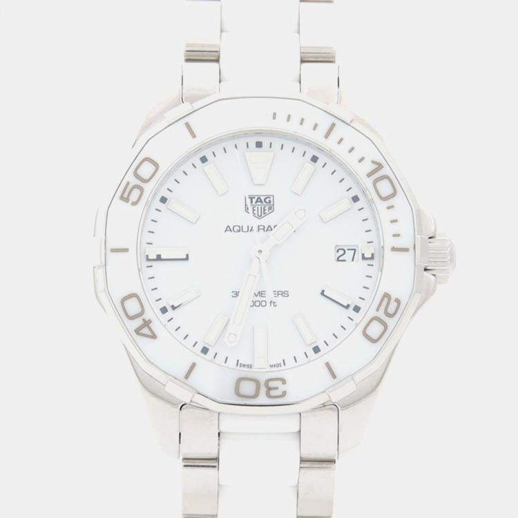 Pre Owned Tag Heuer Aquaracer WAY131B Quartz Stainless Steel Women's Wristwatch 35 mm