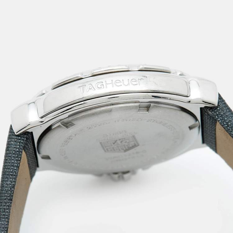 Pre Owned ساعة يد نسائية تاغ هوير فورمولا 1 WAC1218.FC6222 ألماس ستانلس ستيل رمادية جلدية ساتان 37 مم