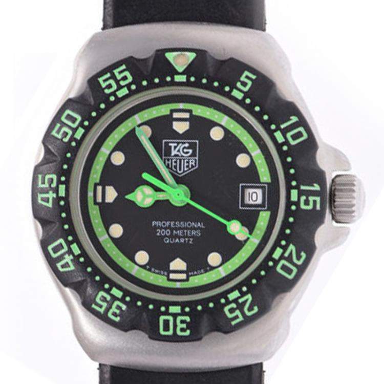 Spelling Necklet Ruimteschip Tag Heuer Black/Green Stainless Steel Professional 200M WA1415 Women's  Wristwatch 27 MM Tag Heuer | TLC