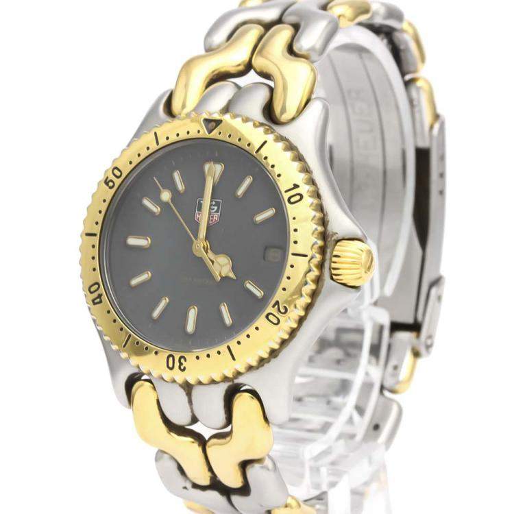 Pre Owned Tag Heuer Gray Gold Plated Stainless Steel Sel Professional 200M S95.213 Women's Wristwatch 34 MM
