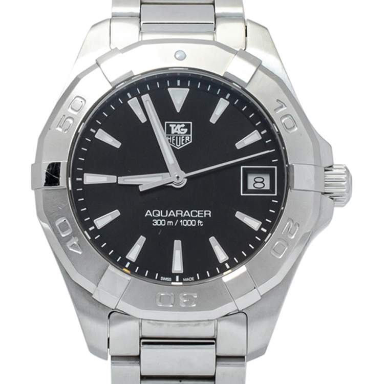 Pre Owned Tag Heuer Black Stainless Steel Aquaracer WAY1310.BA0915 Women's Wristwatch 32 mm