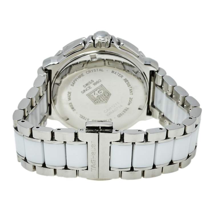 Pre Owned Tag Heuer White Ceramic & Stainless Steel Formula 1 CAH1211.BA0863 Women's Wristwatch 41 mm