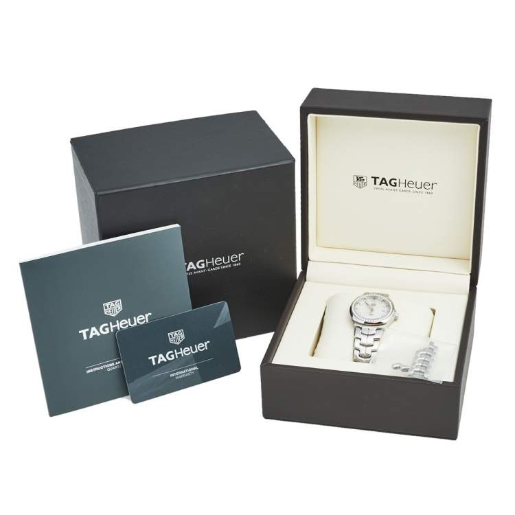 Pre Owned Tag Heuer Mother of Pearl Stainless Steel Diamond Link WBC1318 Women's Wristwatch 32 mm