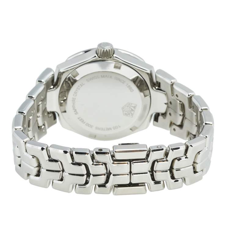 Pre Owned Tag Heuer Mother of Pearl Stainless Steel Diamond Link WBC1318 Women's Wristwatch 32 mm