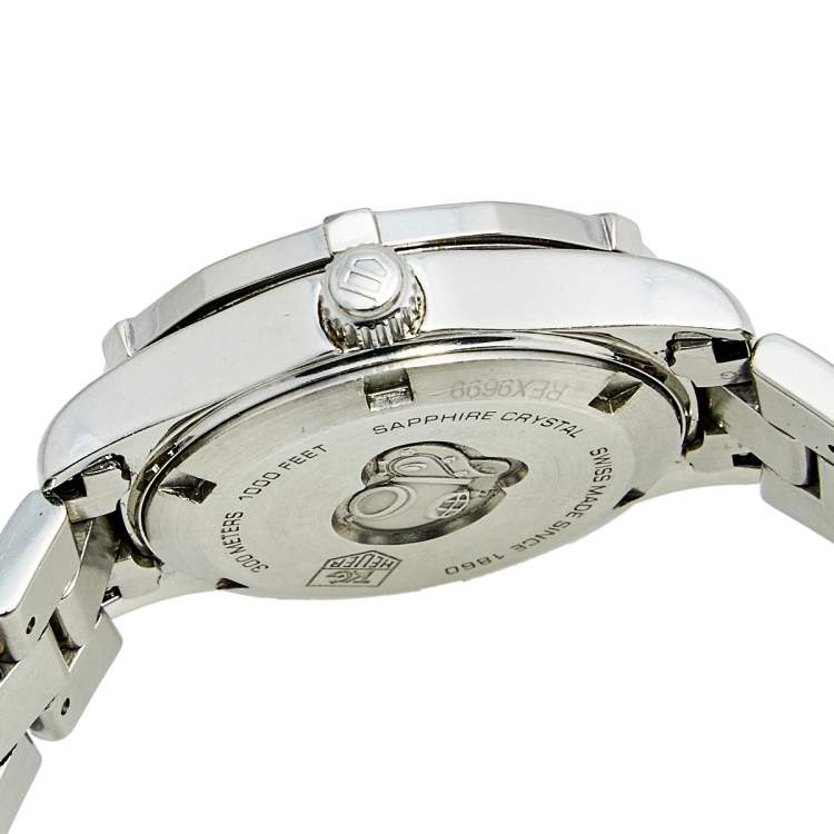 Pre Owned Tag Heuer Mother of Pearl Diamond Stainless Steel Aquaracer WAF1416 Women's Wristwatch 27 mm