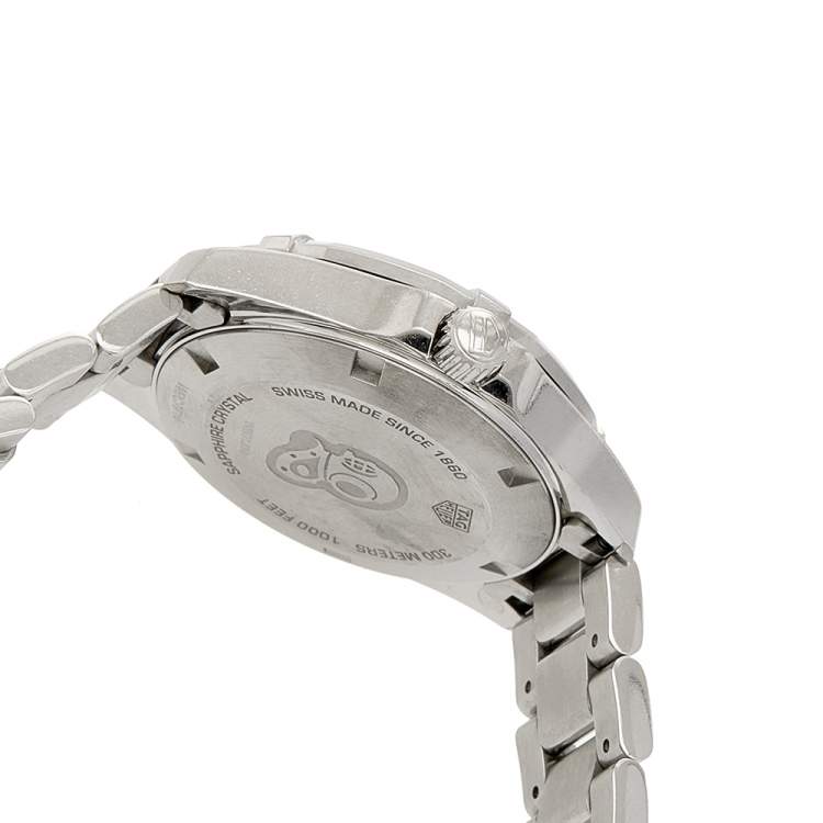 Pre Owned TAG Heuer Black Stainless Steel Aquaracer WBD1310.BA0740 Women's Wristwatch 32 mm