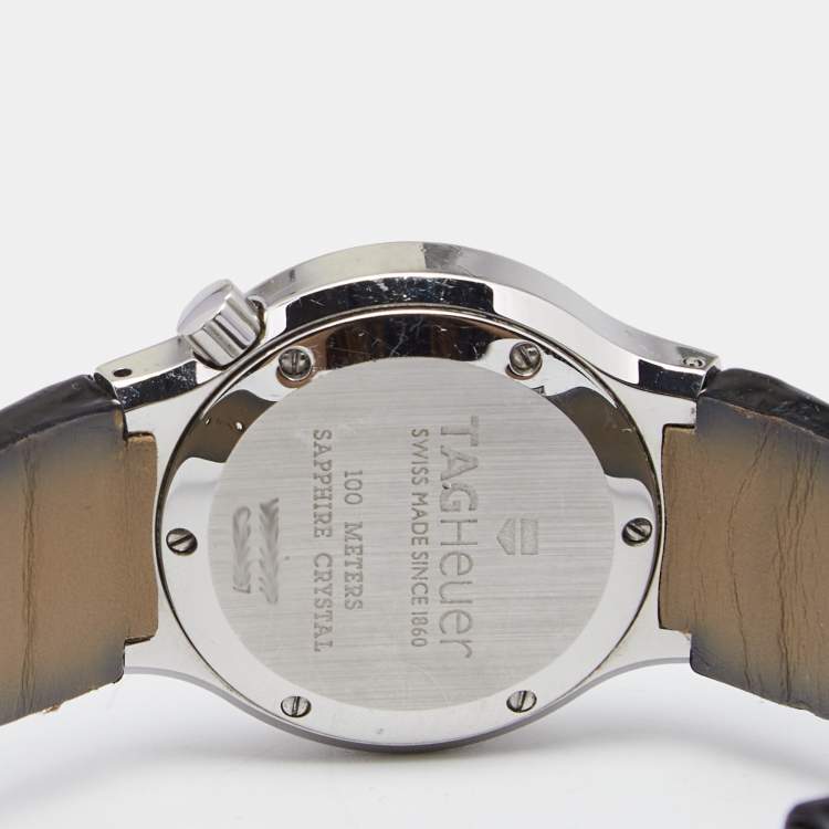 Pre Owned TAG Heuer Black Stainless Steel Leather Alter Ego WP131P Women's Wristwatch 29MM