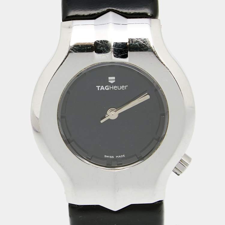 Pre Owned TAG Heuer Black Stainless Steel Leather Alter Ego WP131P Women's Wristwatch 29MM