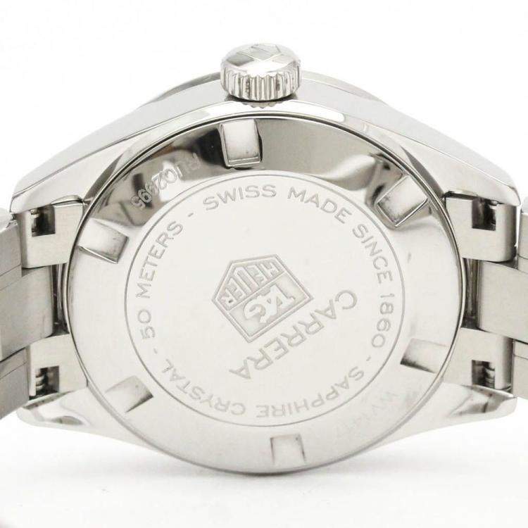 Pre Owned Tag Heuer Pink MOP Diamonds Stainless Steel Carrera Quartz WV1417 Women's Wristwatch 27 mm