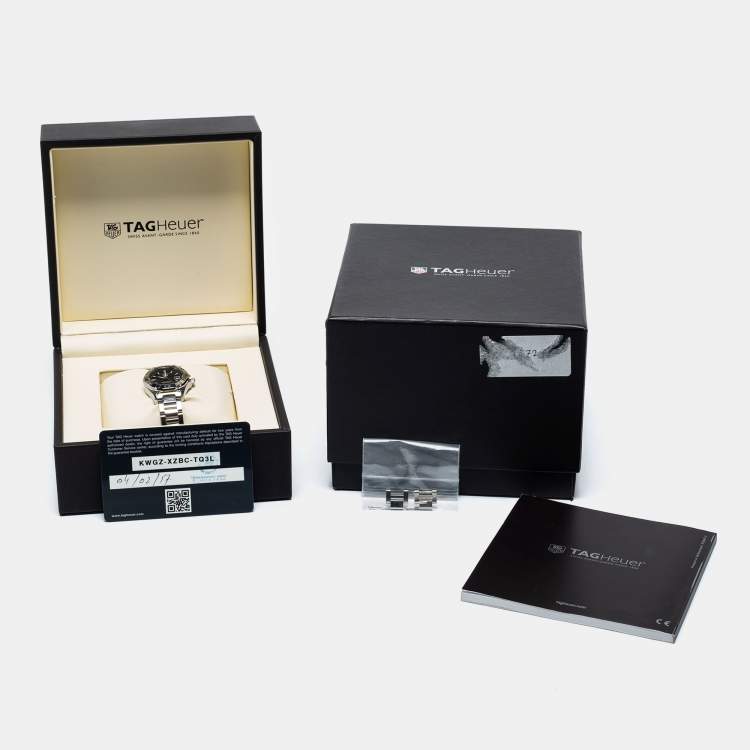 Pre Owned Tag Heuer Black Stainless Steel Aquaracer WAY1410.BA0920 Women's Wristwatch 27 mm