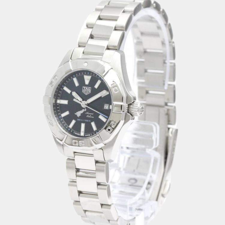 Pre Owned Tag Heuer Black Stainless Steel Aquaracer WBD141 Quartz Women's Wristwatch 27 mm