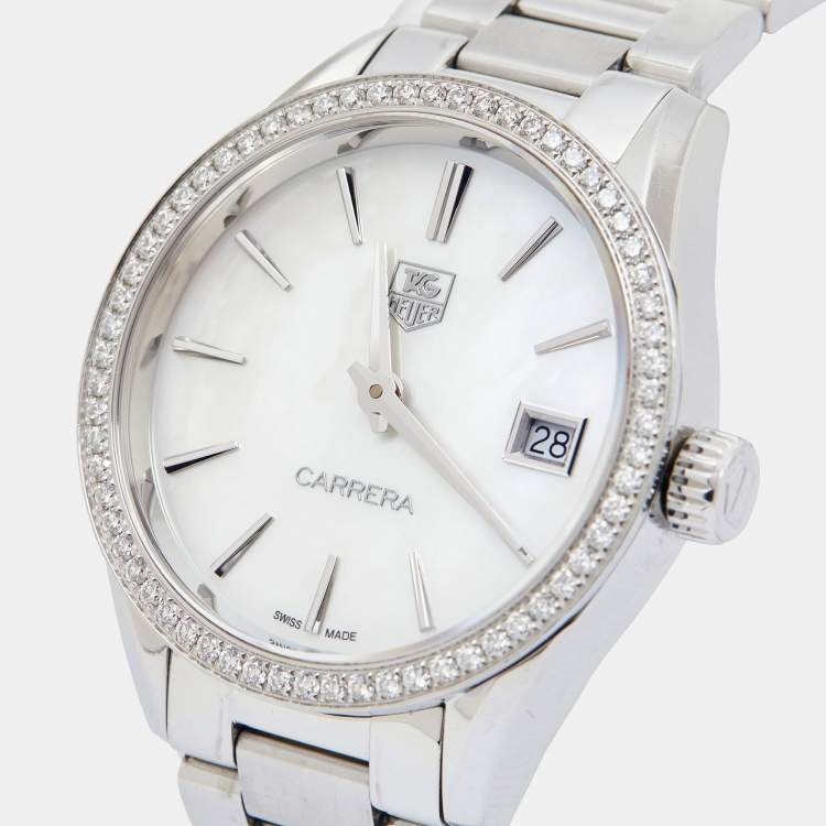 TAG Heuer Mother Of Pearl Diamond Stainless Steel Carrera WAR1315