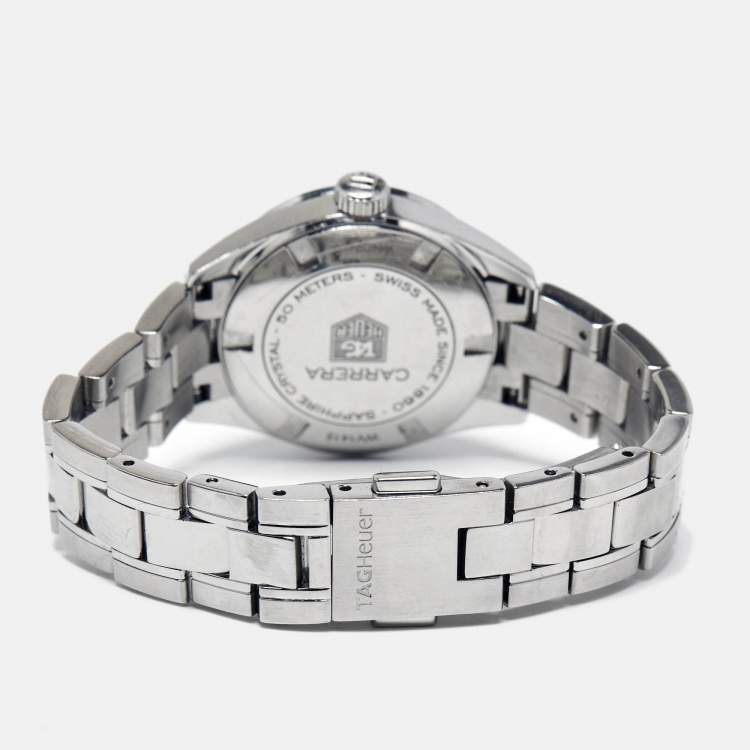 Pre Owned Tag Heuer Mother of Pearl Stainless Steel Carrera WV1415 Women's Wristwatch 27 mm