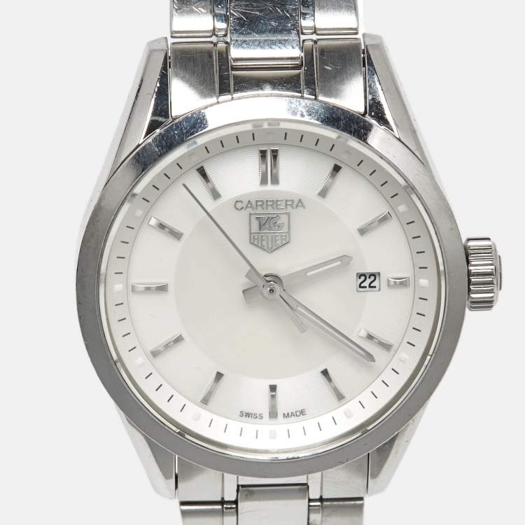 Pre Owned Tag Heuer Mother of Pearl Stainless Steel Carrera WV1415 Women's Wristwatch 27 mm
