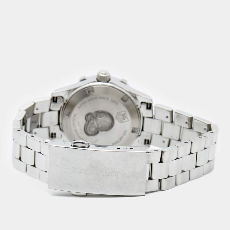 Pre Owned Tag Heuer Mother Of Pearl Diamond Stainless Steel Aquaracer WAF1416.BA0824 Women's Wristwatch 27 mm
