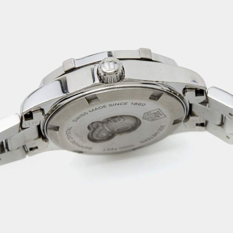 Pre Owned Tag Heuer Mother Of Pearl Diamond Stainless Steel Aquaracer WAF1416.BA0824 Women's Wristwatch 27 mm