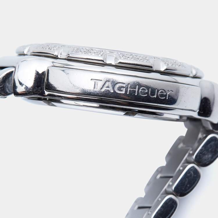 Pre Owned Tag Heuer Pink Mother Of Pearl Diamond Stainless Steel Formula 1 CAC1311.BA0852 Women's Wristwatch 37 mm