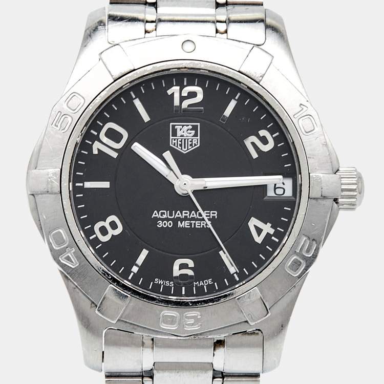 Pre Owned TAG Heuer Black Stainless Steel Aquaracer WAF1310.BA0817 Women's Wristwatch 32 mm