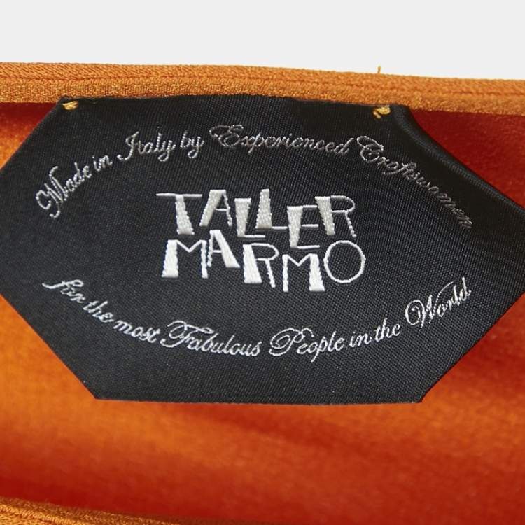 Pre Owned Taller Marmo Orange Feather Trim Crepe Piccolo Ubud One-Shoulder Mini Dress M