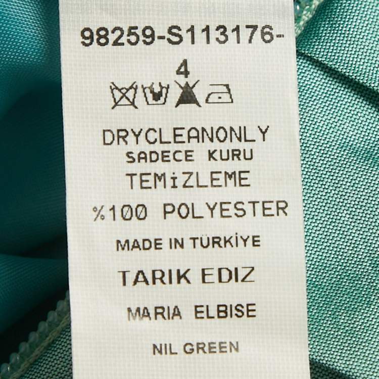 Pre Owned Tarik Ediz Mint Green Taffeta Off-Shoulder Draped Maria Elbise Maxi Dress L