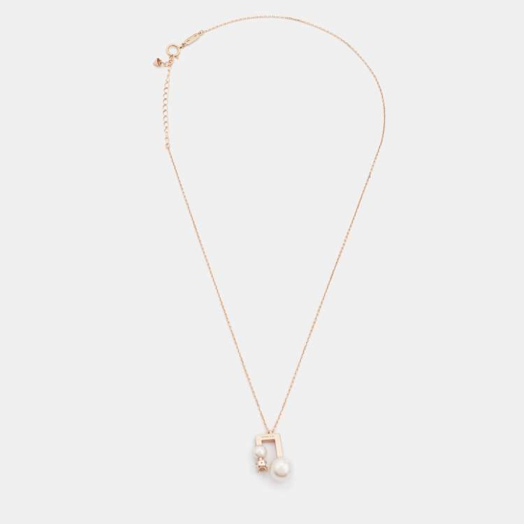 Pre Owned Tasaki Cultured Pearl Diamond 18k Rose Gold Necklace