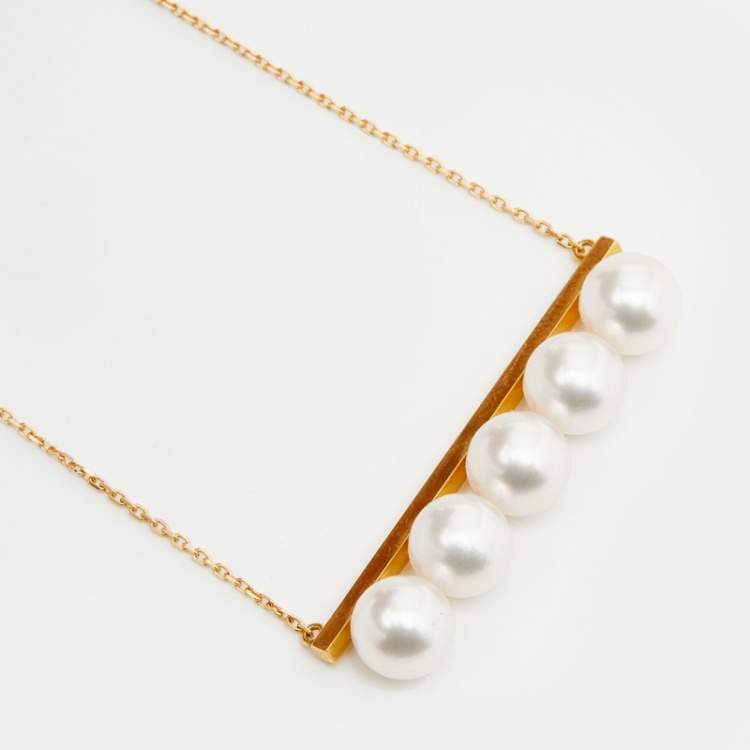 Pre Owned Tasaki Balance Luxe Cultured Pearl 18k Yellow Gold Necklace