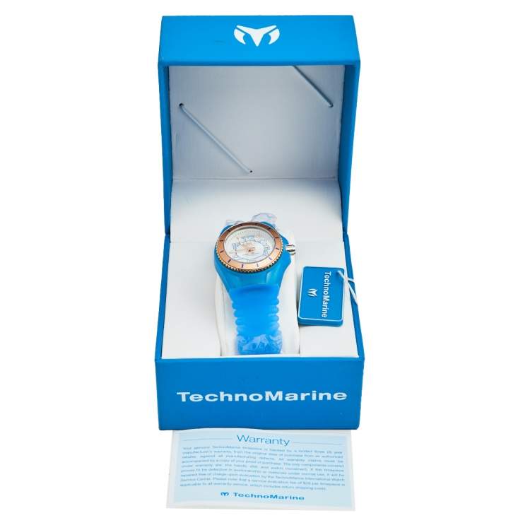 Pre Owned TechnoMarine Silver Rose Gold Plated Stainless Steel Rubber Cruise JellyFish TM-115135 Women's Wristwatch 34 mm