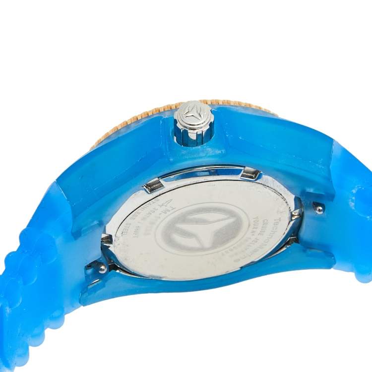 Pre Owned TechnoMarine Silver Rose Gold Plated Stainless Steel Rubber Cruise JellyFish TM-115135 Women's Wristwatch 34 mm