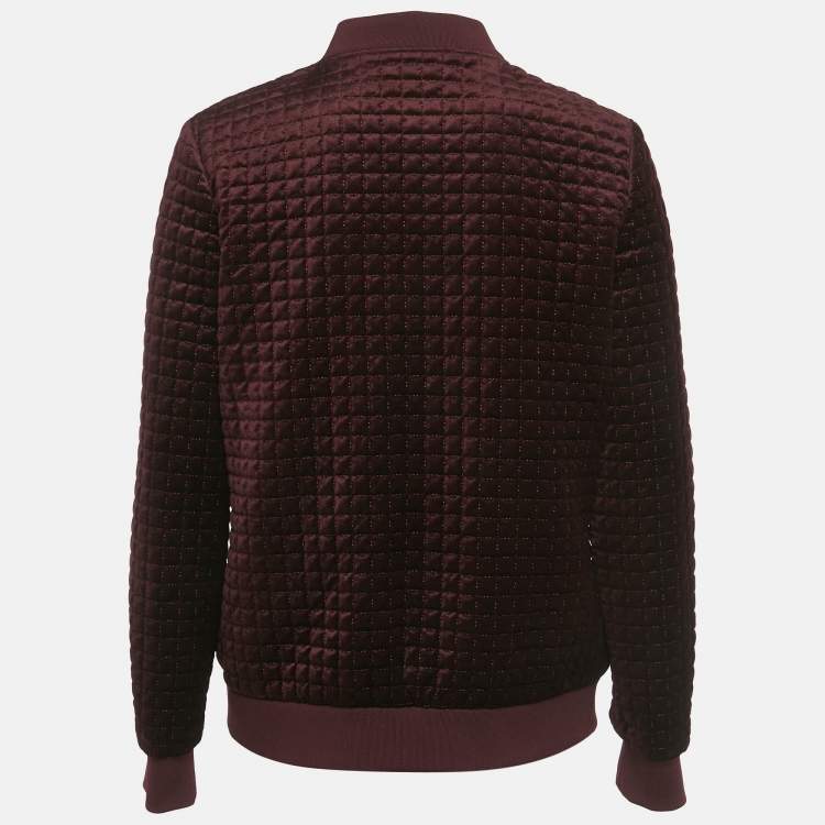 Pre Owned Ted Baker Burgundy Velvet Quilted Prindil Bomber Jacket M
