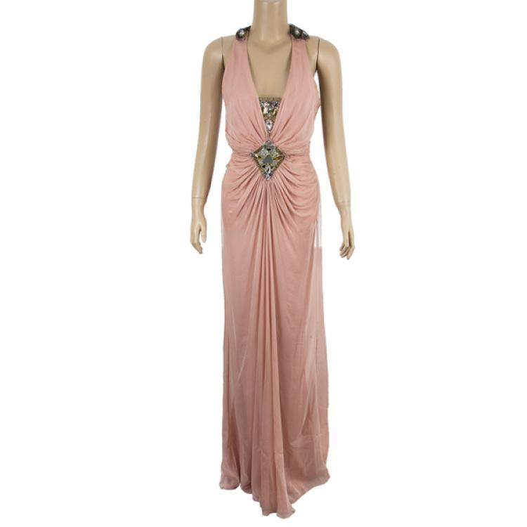 Pre Owned Temperley Vega Embellished Silk Chiffon Gown M