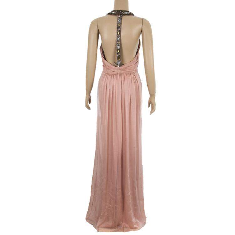 Pre Owned Temperley Vega Embellished Silk Chiffon Gown M