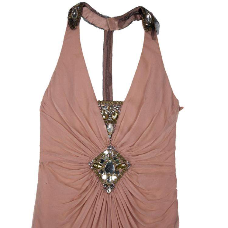 Pre Owned Temperley Vega Embellished Silk Chiffon Gown M