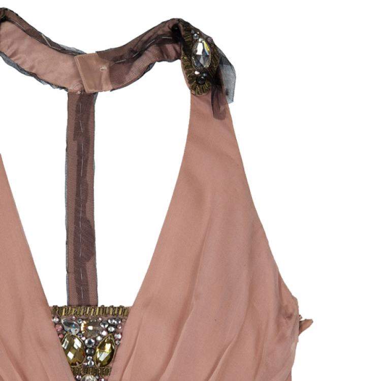 Pre Owned Temperley Vega Embellished Silk Chiffon Gown M