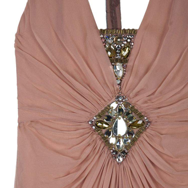Pre Owned Temperley Vega Embellished Silk Chiffon Gown M