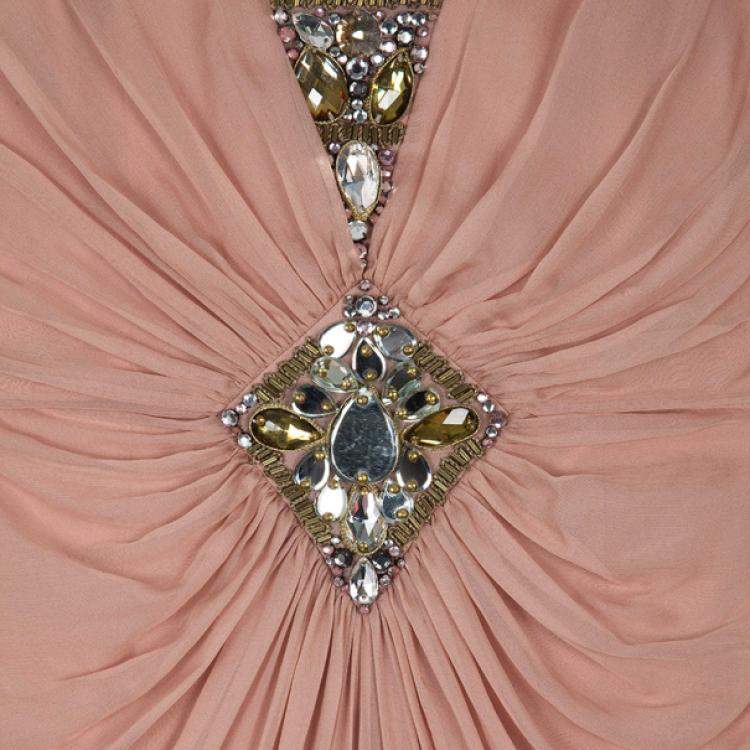Pre Owned Temperley Vega Embellished Silk Chiffon Gown M